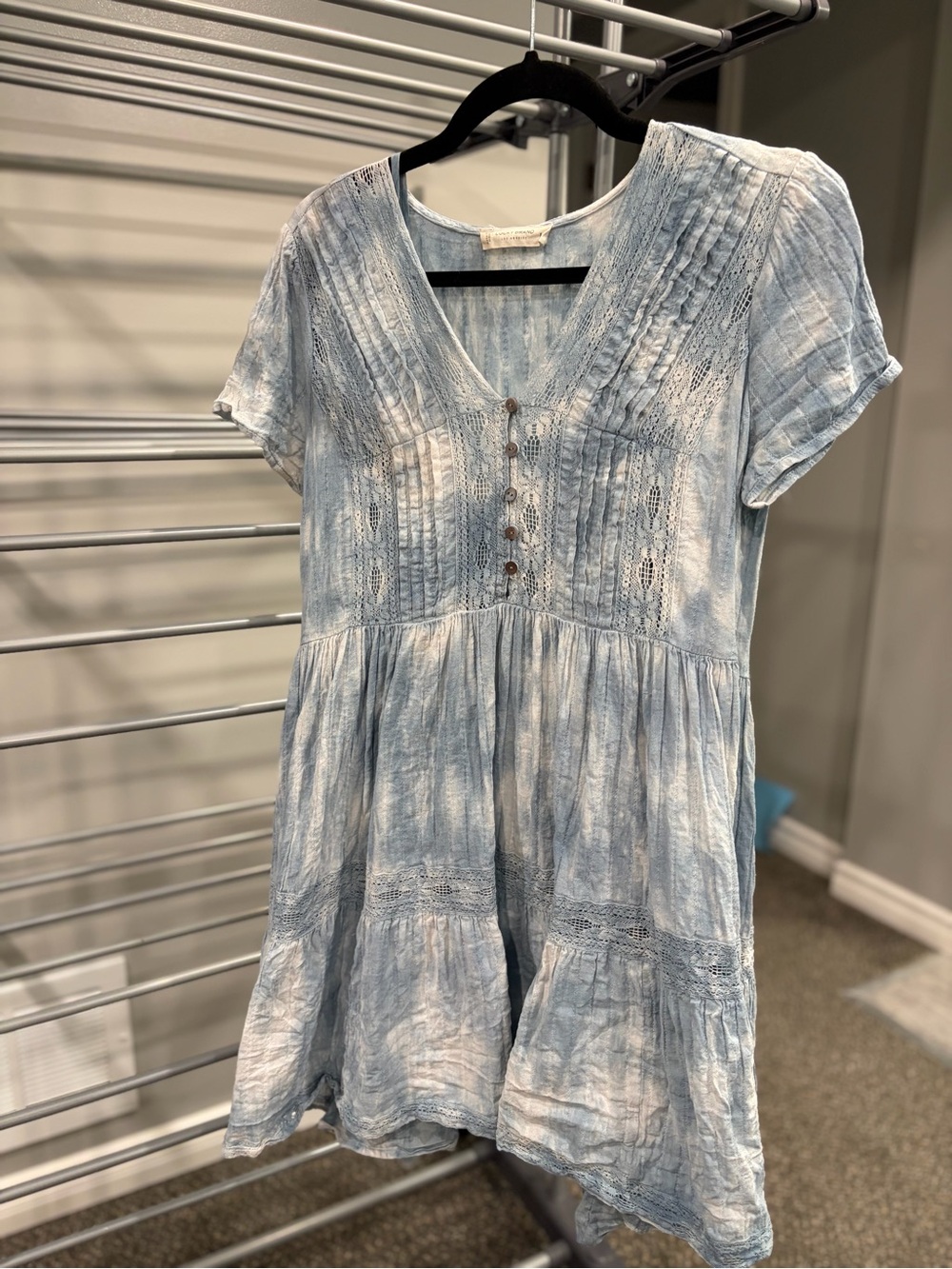 Lucky Brand Powder Blue Short Sleeve V-Neck Tunic Dress